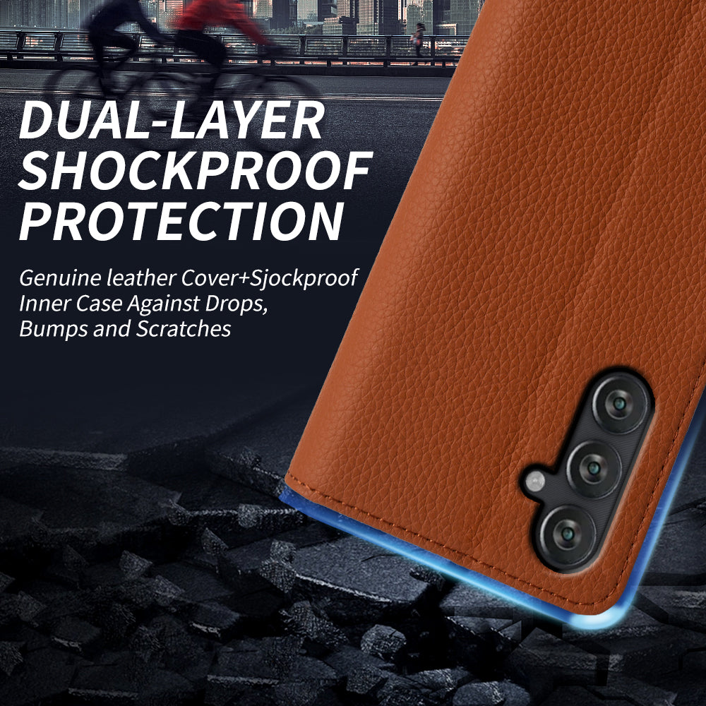 For Samsung Galaxy M13 4G Fully Wrapped Genuine Cow Leather Wallet Stand Cover Phone Flip Case For Samsung Galaxy M13 4G Fully Wrapped Genuine Cow Leather Wallet Stand Cover Phone Flip Case